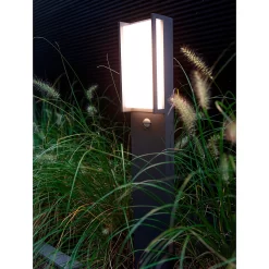Lutec Qubo LED Outdoor Bollard Light With PIR Motion Sensor - Anthracite -Lighting Promotion Store 13950216 1804993052339181