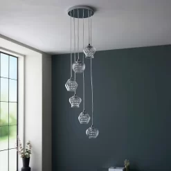 Clashmore Cluster Pendant Ceiling Light - Chrome Effect -Lighting Promotion Store 14301803 6185038437866010