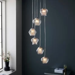 Clashmore Cluster Pendant Ceiling Light - Chrome Effect -Lighting Promotion Store 14301803 9875038437910002