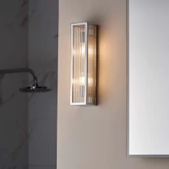 Daltra Large Ribbed Bathroom Wall Light - Chrome Effect 11 Daltra Large Ribbed Bathroom Wall Light - Chrome Effect -Lighting Promotion Store 14301806 1865038439248131