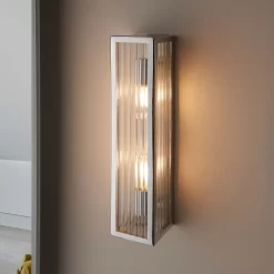 Daltra Large Ribbed Bathroom Wall Light - Chrome Effect