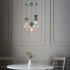 Elgin Cluster Pendant Ceiling Light - Multicoloured & Chrome -Lighting Promotion Store 14301808 1895038439554155