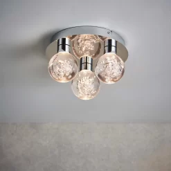 Leoch Bathroom Flush Ceiling Light - Chrome Effect