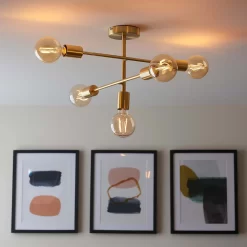 Logie Semi Flush Ceiling Light - Brass Effect 12 Logie Semi Flush Ceiling Light - Brass Effect -Lighting Promotion Store 14301818 1365038438855872