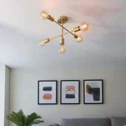 Logie Semi Flush Ceiling Light - Brass Effect 15 Logie Semi Flush Ceiling Light - Brass Effect -Lighting Promotion Store 14301818 4345038439050593