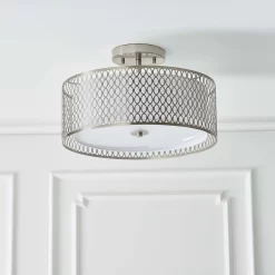 Orton Flush Ceiling Light - Nickel Effect -Lighting Promotion Store 14301820 2335038437915939