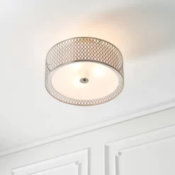 Orton Flush Ceiling Light - Nickel Effect -Lighting Promotion Store 14301820 5375038437973998