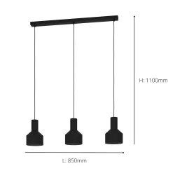Eglo Casibare 3 Lamp Diner Bar Light - Black -Lighting Promotion Store 14302945 9305038223087481