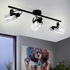 Eglo Berregas 3 Lamp Spotlight - Black & Transparent -Lighting Promotion Store 14302948 2225038223069406