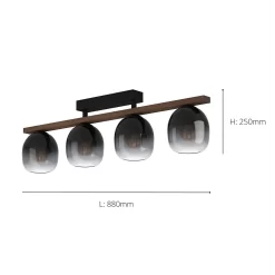 Eglo Filago 4 Lamp Flush Ceiling Light - Grey & Transparent -Lighting Promotion Store 14302959 8915038223948814