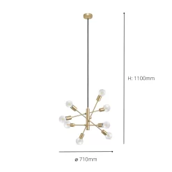 Eglo Gradoli 1 8 Lamp Pendant Ceiling Light - Brushed Brass -Lighting Promotion Store 14302964 1085038223634270