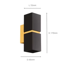 Eglo Passa Wall Light Square - Black & Gold -Lighting Promotion Store 14302975 1255038224163020