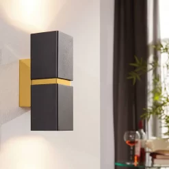 Eglo Passa Wall Light Square - Black & Gold